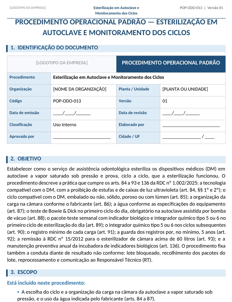 Trecho real do arquivo POP-ODO-013-esterilizacao-autoclave-monitoramento-ciclos (Word)