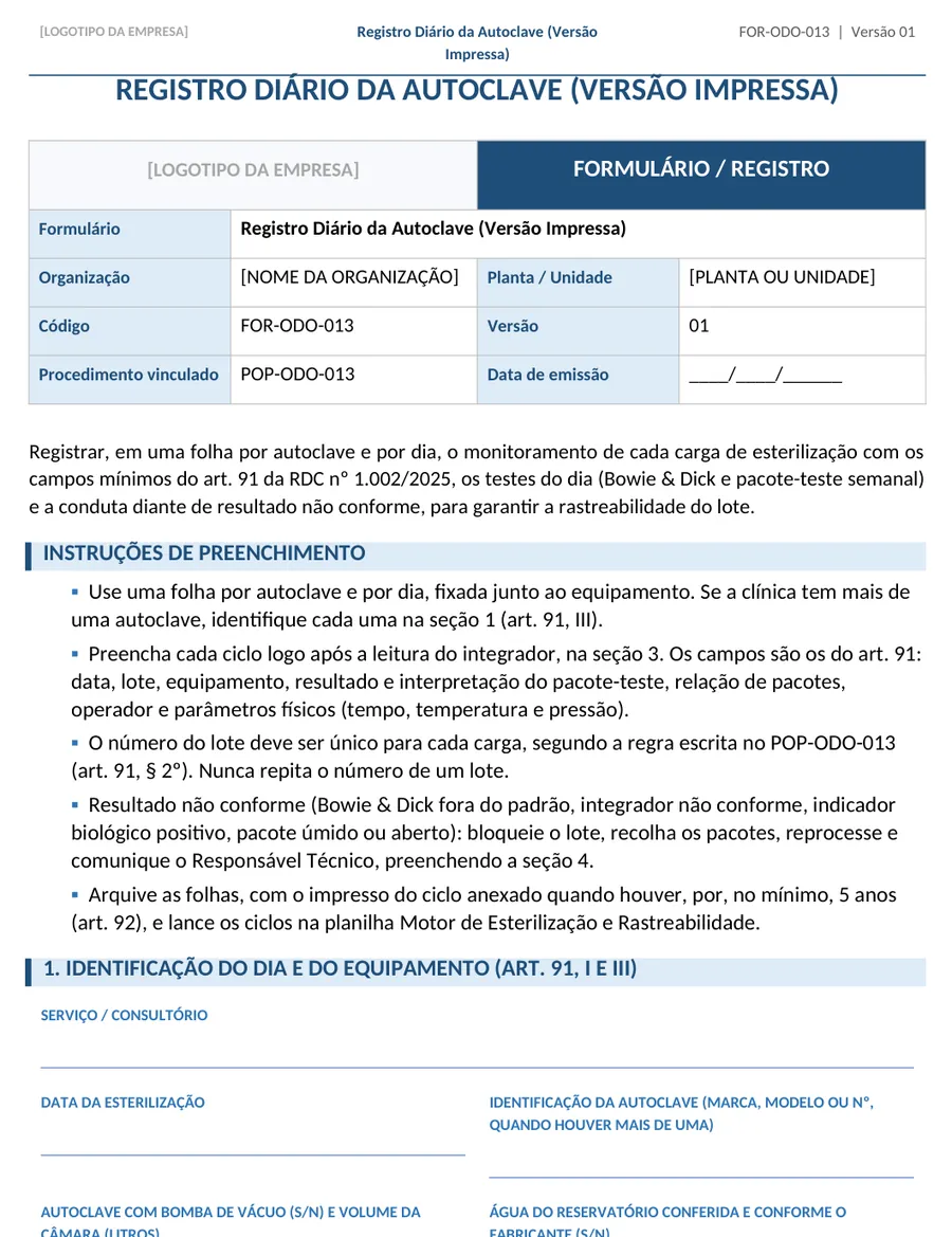 Trecho real do arquivo FOR-ODO-013-registro-diario-autoclave-versao-impressa (Word)
